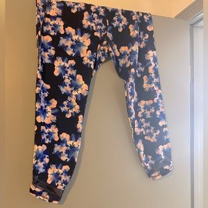 Blue and pink floral leggings